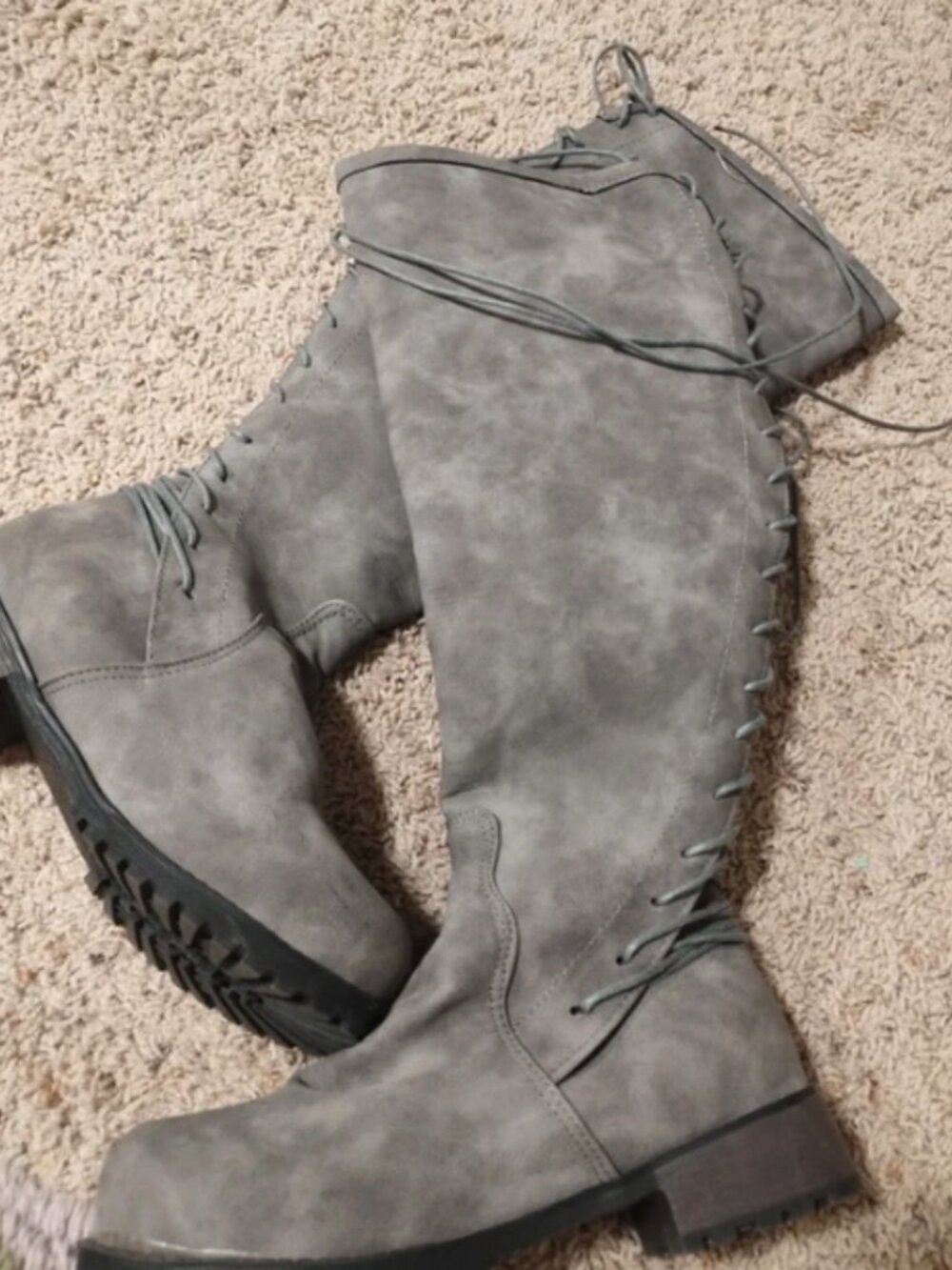 Grey Knee High Boots